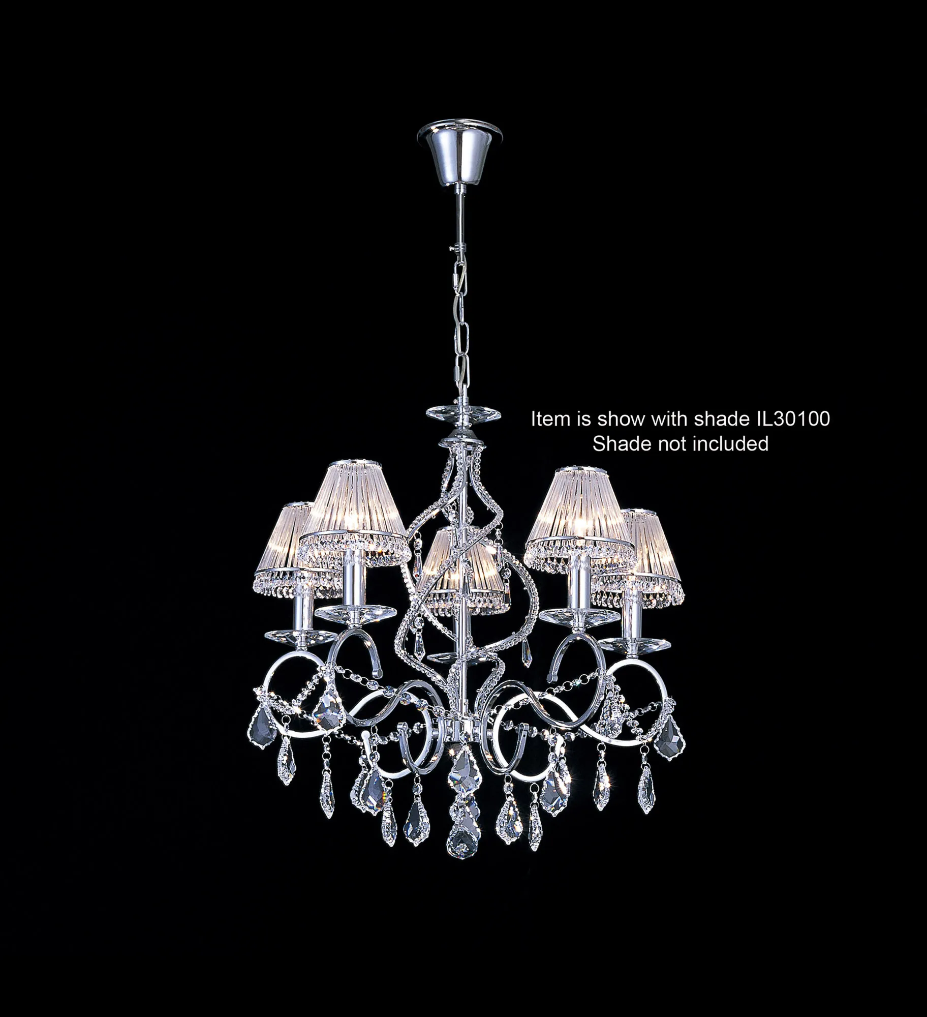 IL30315  Torino Crystal Pendant 5 Light Polished Chrome